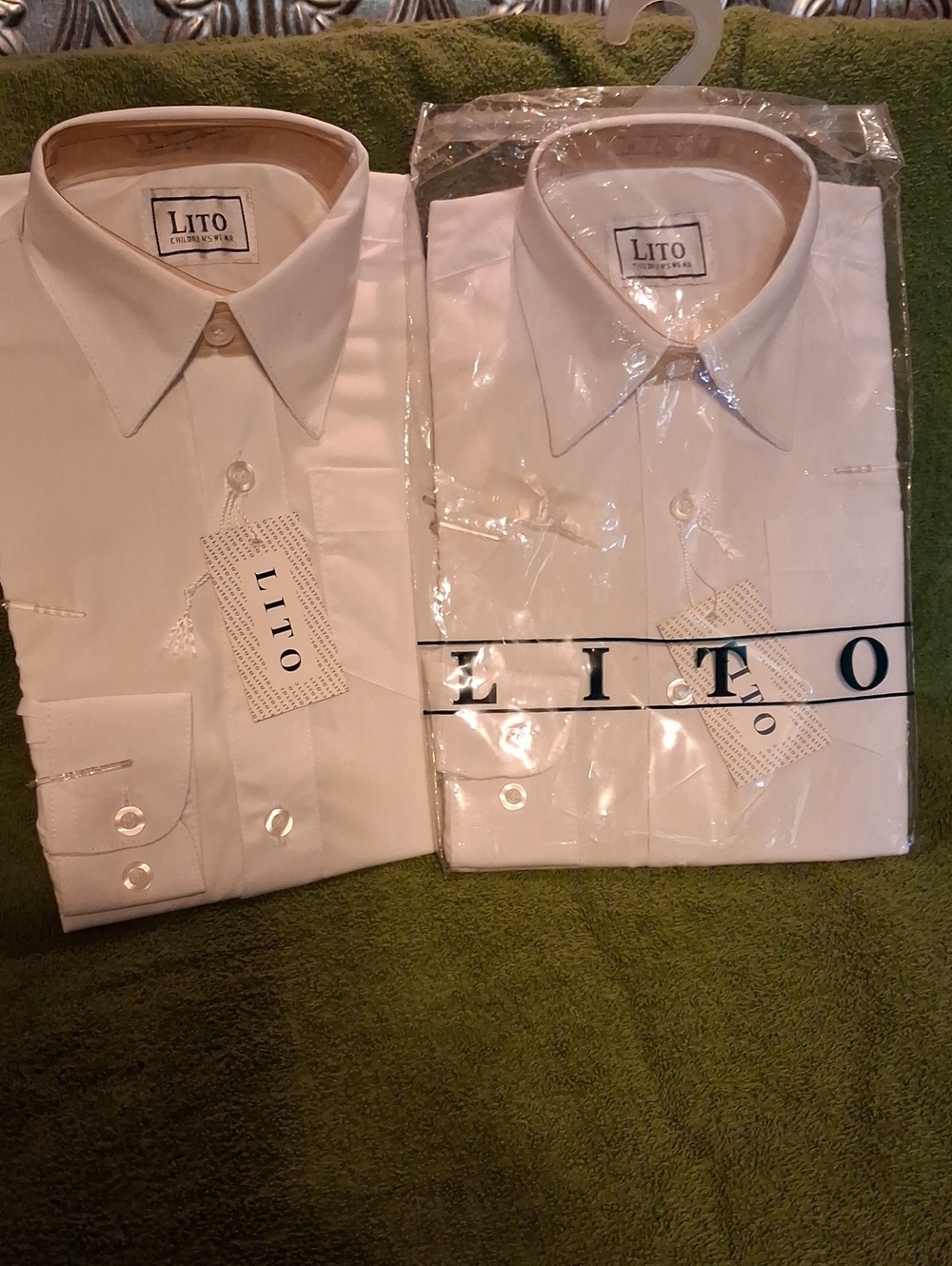 LITO Boys' White Button-Down Dress Shirt - Classic Collar Size 4,size 5